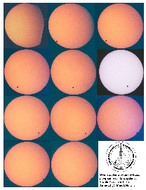 Zestaw 11-stu zdjęć przej¶cia Wenus przed tarcz± Słońca wykonanych przez Marka Nowaka uszeregowanych w porz±dku chronologicznym.