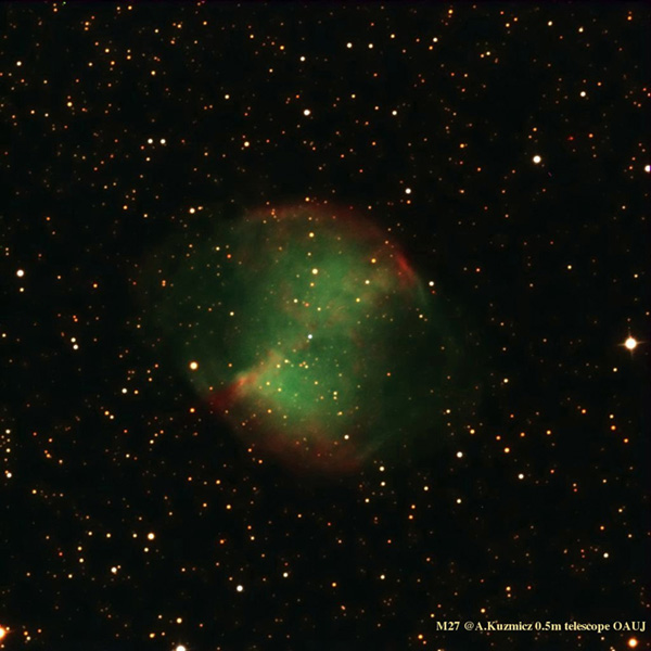 Mgławica planetarna M27 w gwiazdozbiorze Liska (fot. Agnieszka Kuźmicz)